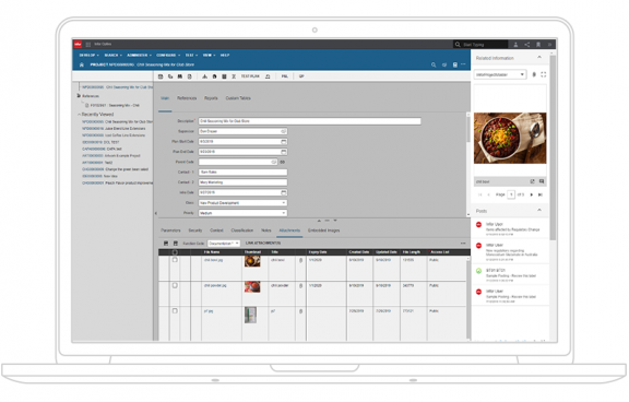screenshot of Infor CloudSuite PLM for Process (Optiva)